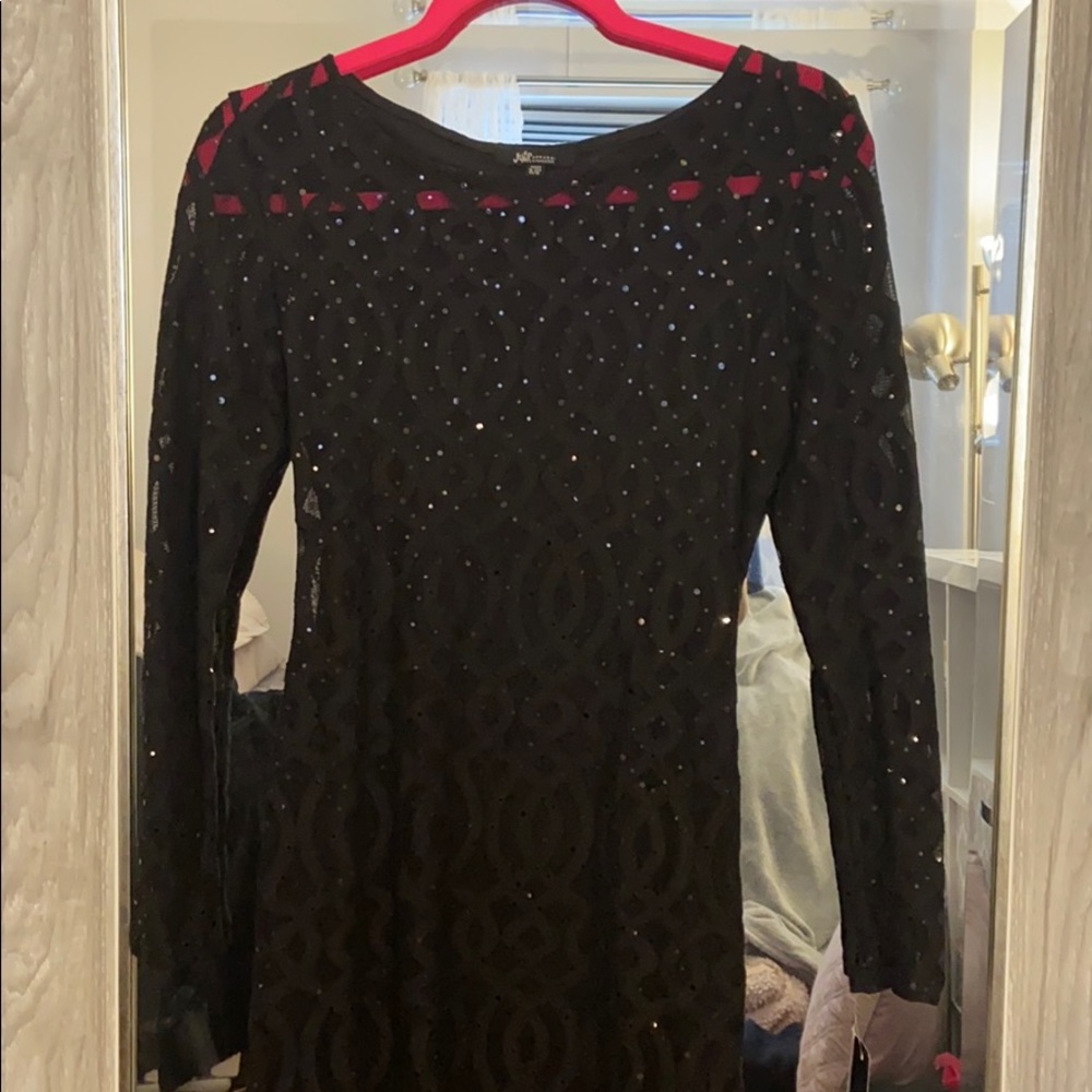 NWT Jump Black Lace Sequin Dress Open Back Sz 5/6